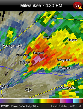 Radar - Large Hail - May 11, 2011 - Hartland, Wisconsin