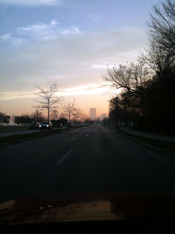 Hazy sky downtown Milwaukee, Wisconsin